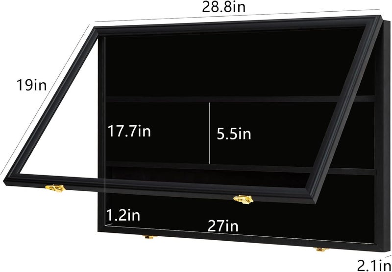 Grintus Baseball Card Display Case 24 Graded Sport Card Display Case Wall Mount with Clear View and UV Protection Acrylic Door for Baseball Football Basketball Hockey Trading Card Collection, Black - Image 5